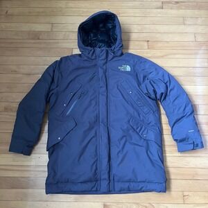 The North Face HyVent Navy Blue Down Parka Hooded Winter Jacket Mens XL XL/TG